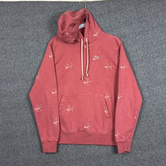 Nike Swoosh Womens Small Logo Salmon Hoodie Sweatshirt Cotton Iconic Pullover - Picture 1 of 10